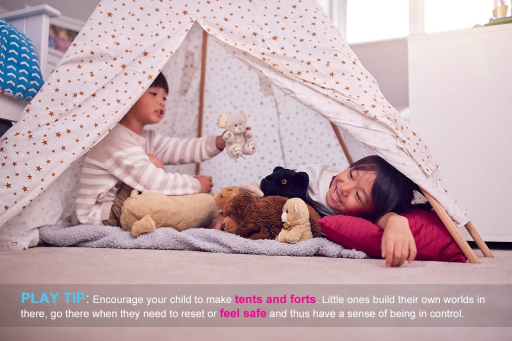A tent becomes a safe space for kids to play